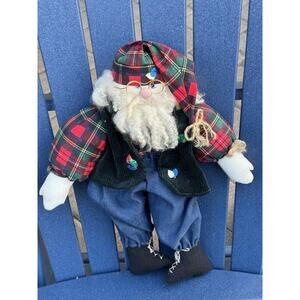 Vintage 18” SANTA CLAUS Stuffed Doll Mantle Decor